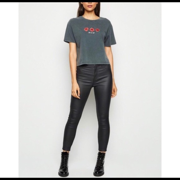 new look black coated jeans